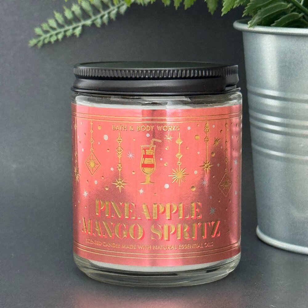BBW Pineapple Mango Spritz Bath & Body Works Mason Jar Single Wick Candle